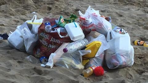 Litter left on Barry Island beach