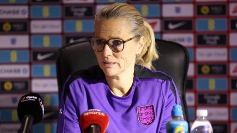 Sarina Wiegman speaks at a news conference