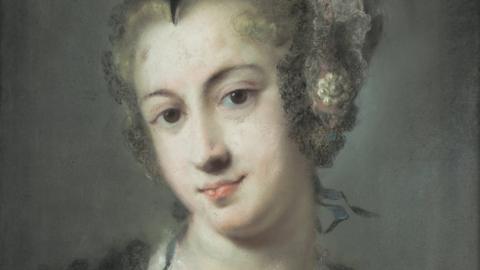 The Portrait of a Tyrolese Lady by Rosalba Carriera (detail)