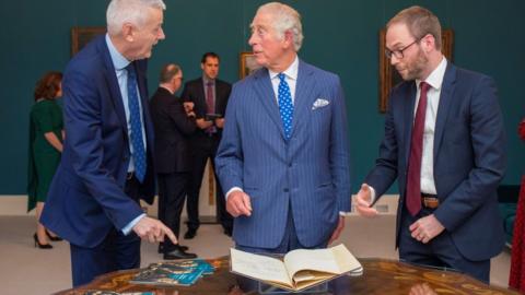 Prince Charles viewed the original British copy of the 1921 Anglo-Irish Treaty