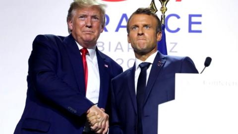 Donald Trump and Emmanuel Macron slug it out at the G7 summit in Paris