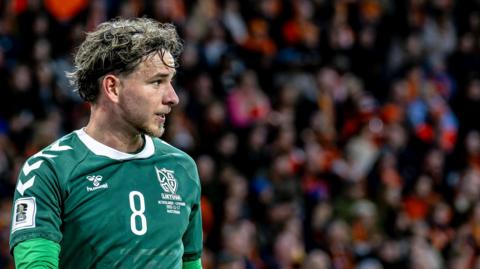 Tomas Kalinauskas in action for Lithuania