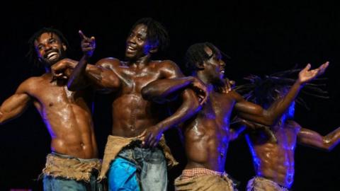 Congo Brazzaville's group Danseincolor performs in Abidjan