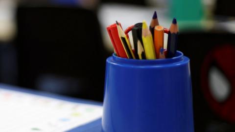 crayons in holder