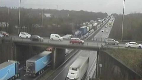 Picture of a lot of traffic on the northbound side of the A42