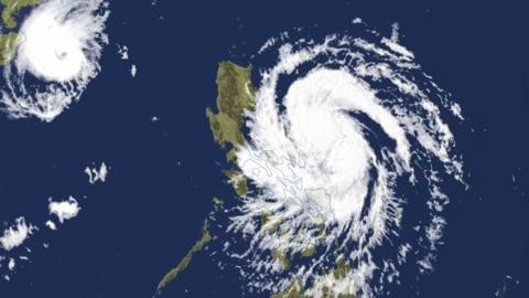 A satellite picture of Typhoon Toraji over the Philippines