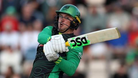 Southern Brave batter Jason Roy plays a shot