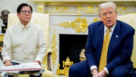 US President Donald Trump, right, and Ferdinand Marcos Jr., Philippines' president, during a meeting in the Oval Office of the White House in Washington, DC, US, on Tuesday, July 22, 2025. 