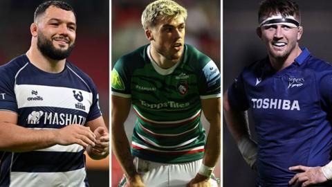 Ellis Genge (left), Ollie Hassell-Collins (centre) and Tom Curry (right)