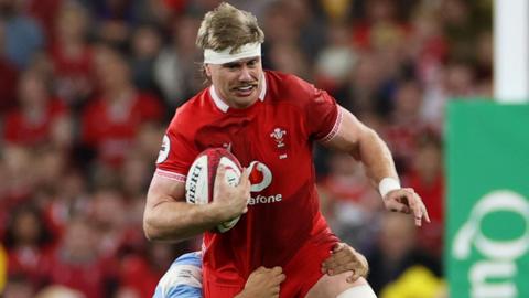 Wales number eight Aaron Wainwright in action against Argentina
