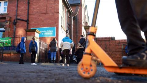 Pupils outside Lemington Riverside Primary School