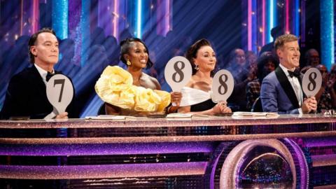 Craig Revel Horwood, Motsi Mabuse, Shirley Ballas and Anton Du Beke during their appearance on the live show of Saturday's Strictly Come Dancing