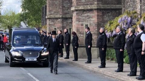Rachael Yates' funeral cortege passes Usk Prison