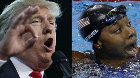 Donald Trump and Simone Manuel