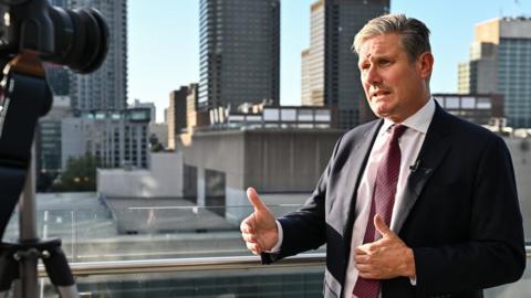 UK Labour Leader Keir Starmer speaks to the 鶹ҳ at the Global Progress Action Summit on September 15, 2023 in Montreal, Canada