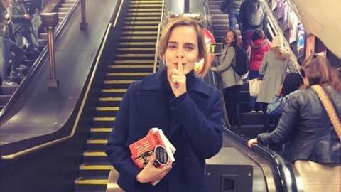 Emma Watson dropping books off on the Tube