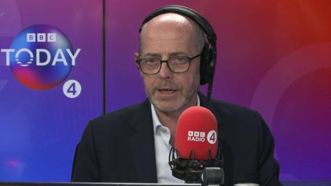Nick Robinson speaking in the Today programme studio 