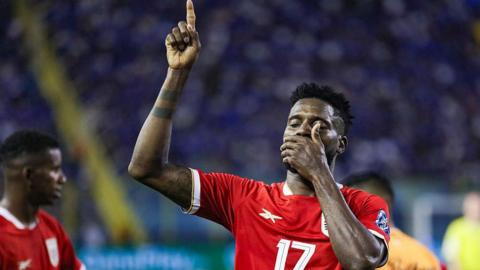 Jose Fajardo of Panama celebrates after scoring