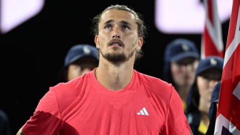 Alexander Zverev during the trophy ceremony