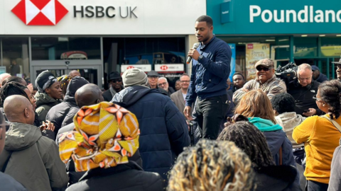 People attend an anti knife crime protest