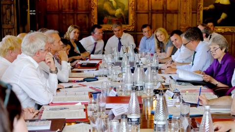 Theresa May at a Brexit Cabinet ministers meeting at Chequers on 6 July