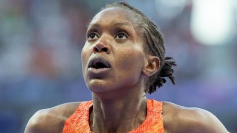 Faith Kipyegon in action at the Paris 2024 Olympics