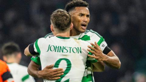 Celtic's Alasdair Johnston and Auston Trusty celebrate