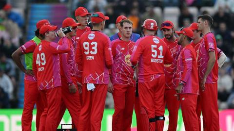 Welsh cricketer Ben Kellaway with his Welsh Fire teammates during last year's edition of the Hundred.