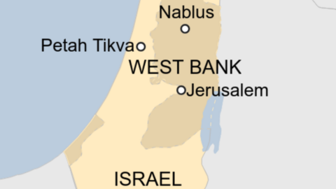 Map showing location of Petah Tikva