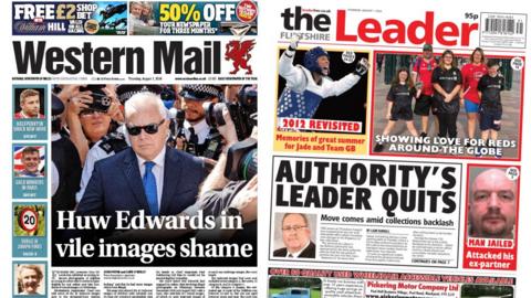 Front pages of the Western Mail and the Flintshire Leader