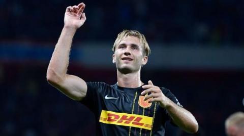 Benjamin Nygren celebrates with Nordsjaelland