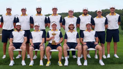 Team Europe pose for a photo at Bethpage Black