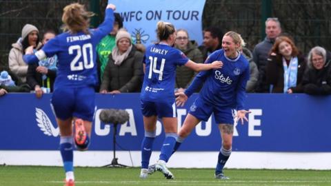 Everton celebrate scoring 