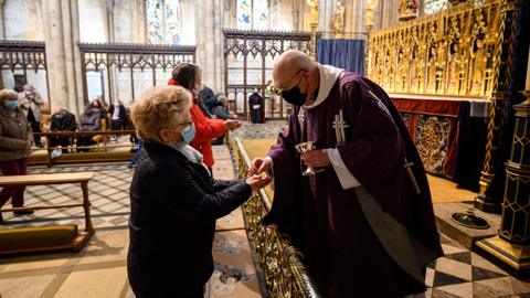 Communion at Ripon Cathedral, Ash Wednesday 2021