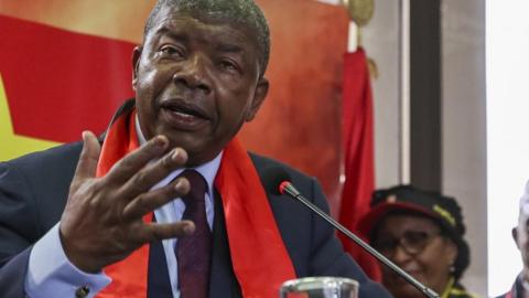Incumbent President and Presidential candidate for the People's Movement for the Liberation of Angola (MPLA) Joao Lourenco attends a press conference after the National Electoral Commission (CNE) certified his party's victory in the 24 August general elections