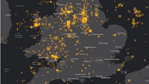 Map of earthquakes in the UK