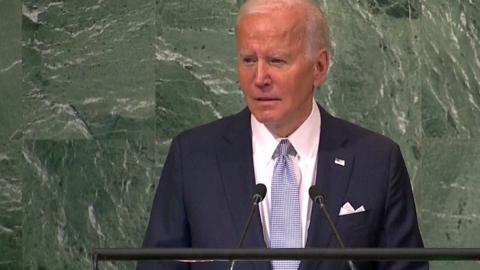 President Joe Biden speaking in the United Nations