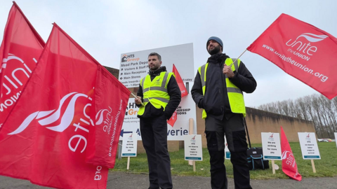 Workers on picket line at HTC Harlow