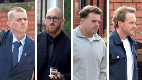 Four pictures combined of four men. Martin Tracey is furthest left with short fair hair wearing a suit. Jack Sanderson is bald with a ginger beard and wears a black suit and holds a coffee. Kieran Doherty has short brown hair and wears a three quarter zip grey jumper. Furthest right is Ian McIntyre who has short brown hair and wears a white t-shirt with a navy jacket.