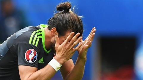 Wales' Gareth Bale reacts to defeat by England