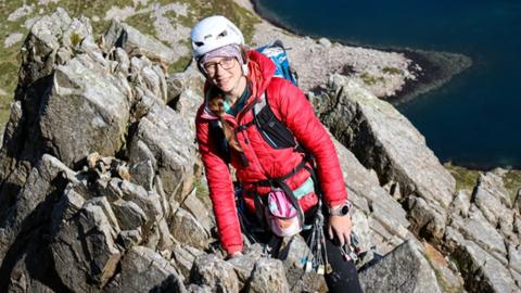 Anna Taylor completing her challenge on Cadair Idris in Wales