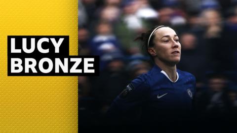 Lucy Bronze comp with black, white and yellow headline.