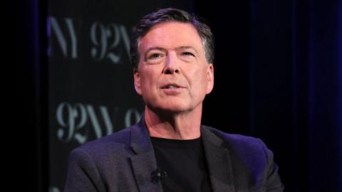  James Comey speaks onstage during Former FBI Director James Comey In Conversation With MSNBC's Nicolle Wallace at 92NY on 30 May 2023 in New York City.