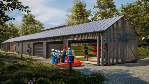 An artist's impression of a new kayaking hub in Cromford 