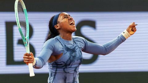 Coco Gauff celebrates