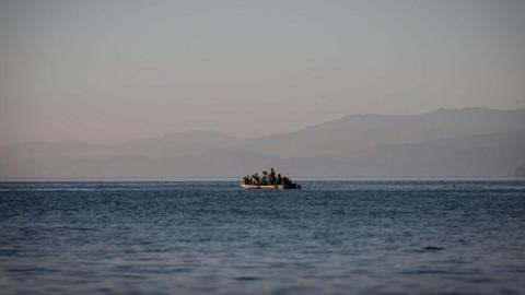 A boat with a group of young people trying to cross the border from Morocco to Spain - 2021