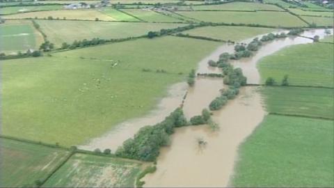 Flooded fields in Gloucester.