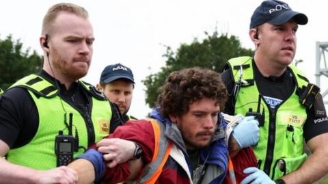 Protests at junction 31 of the M25