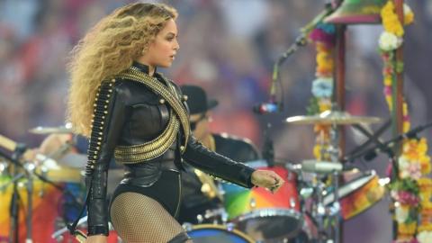 Beyonce performs during Super Bowl 50 between the Carolina Panthers and the Denver Broncos at Levi"s Stadium in Santa Clara, California, on February 7, 2016.