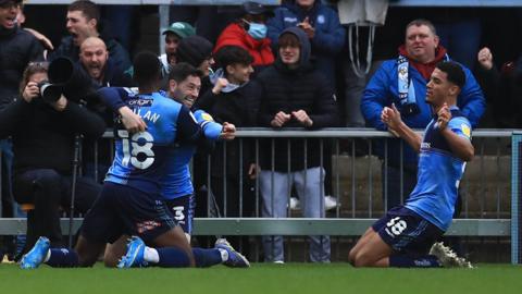 Wycombe celebrate their late equaliser